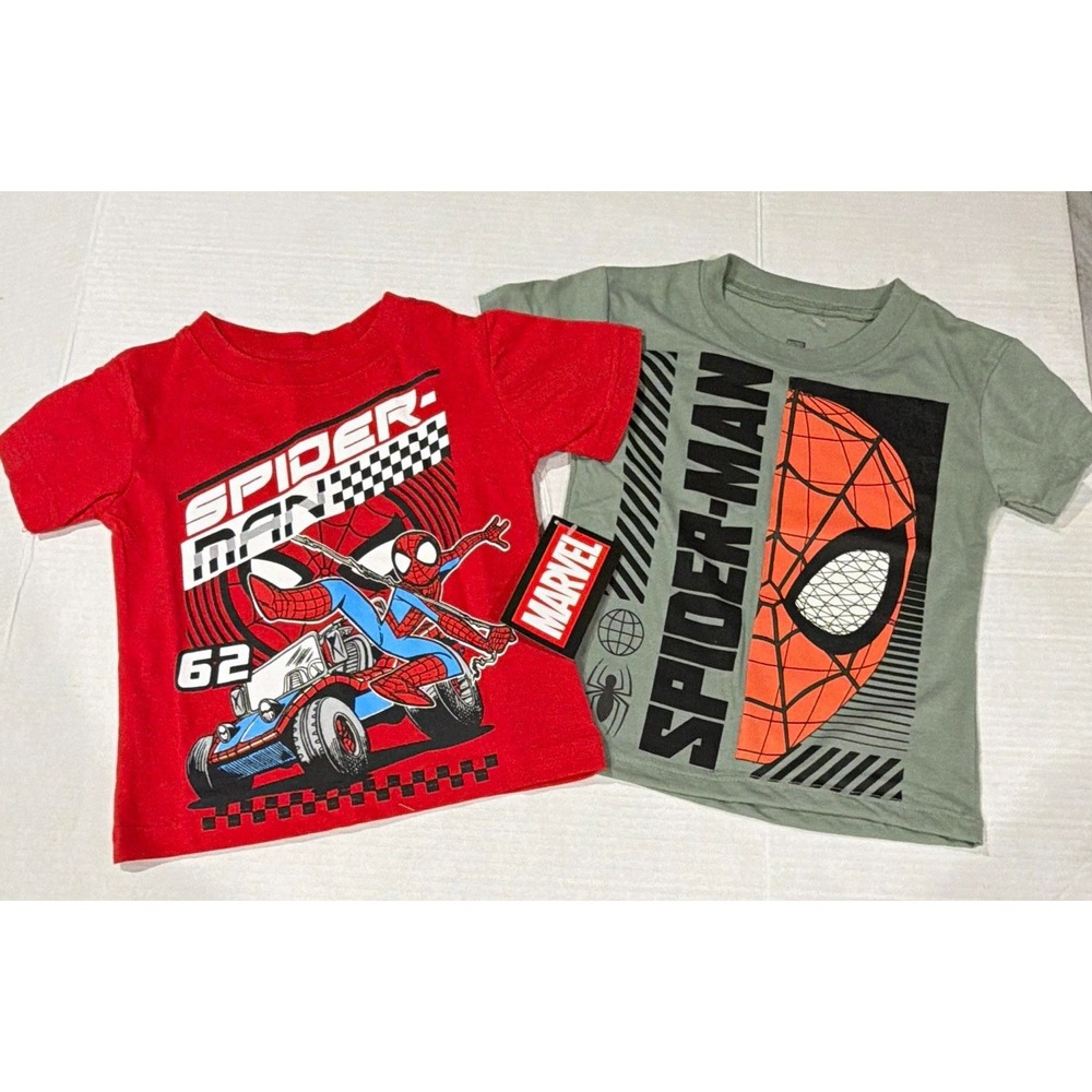 Marvel Spider-Man Boys 2T Graphic Tee Short Sleeve Lot of 2 Red/Green